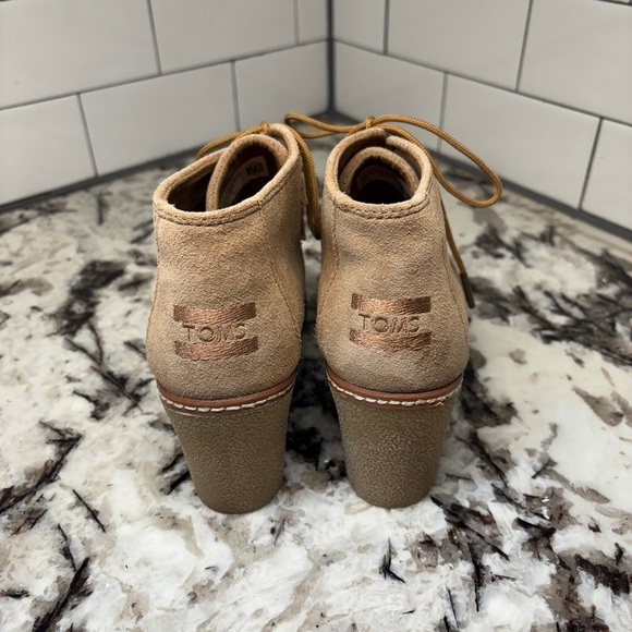 Toms Desert Wedge Toffee Suede Bootie - Picture 3 of 9